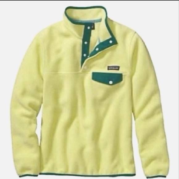Patagonia Lightweight Synchilla Snap-T Fleece Pullover Neon Lime Yellow Size S - Picture 1 of 12